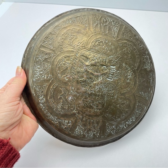 Brass Plate With Stand Damascene Handmade - Picture 3 of 15